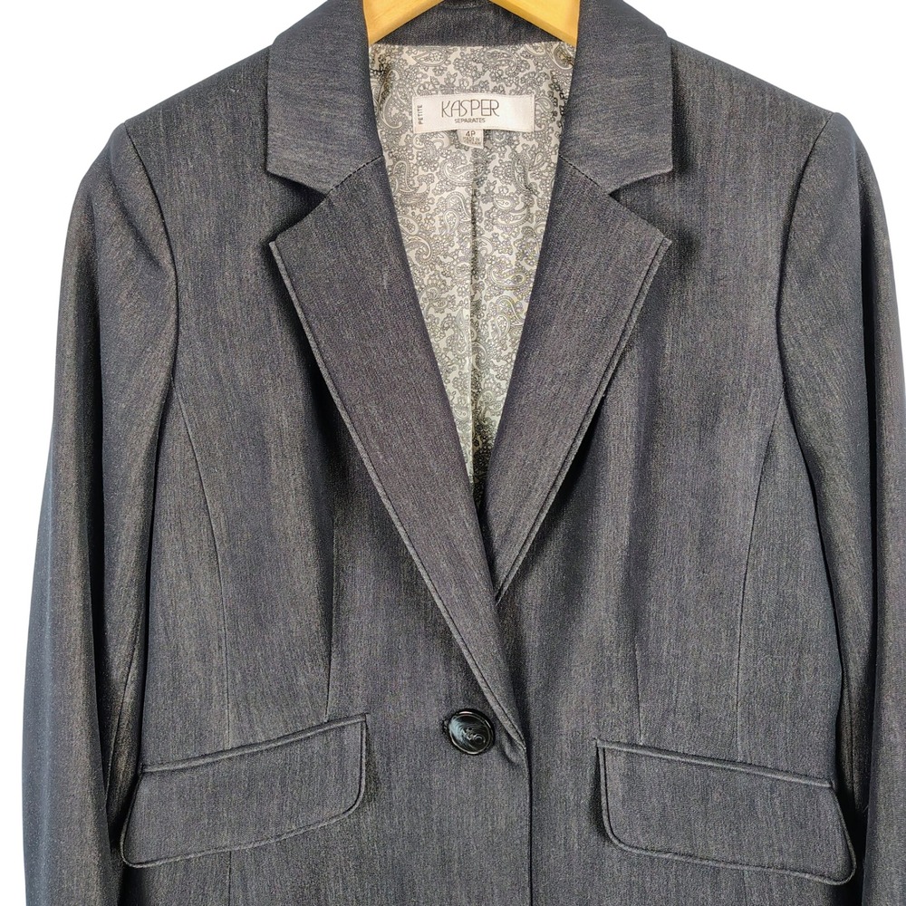 Kasper Womens 4P Blazer Charcoal Grey Viscose Blend Corporatecore Career